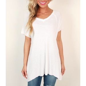 White thermal short sleeve top